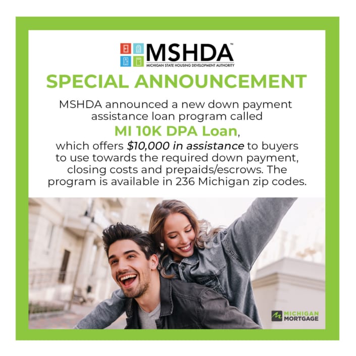 MSHDA Announces 10,000 Down Payment Assistance Program for Michigan